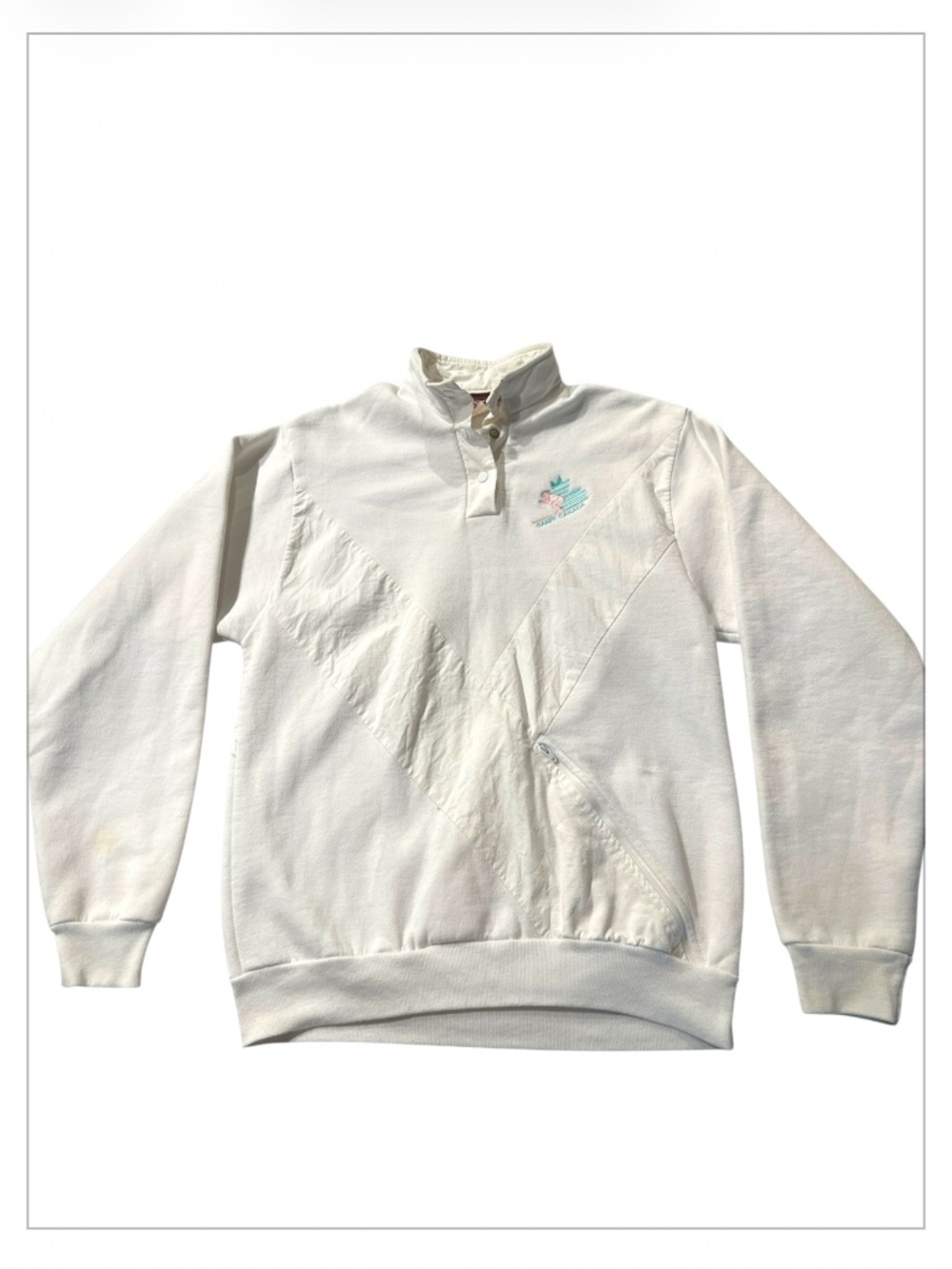 Vintage 80s/90s Rumors Banff Canada White Après-Ski Casual Sweatshirt L